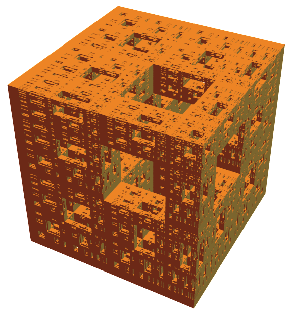 Asymmetrical Menger sponge affine variant, stage 4