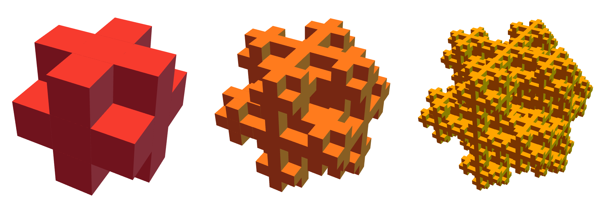Mosely snowflake, heavier version, stages 1 through 3
