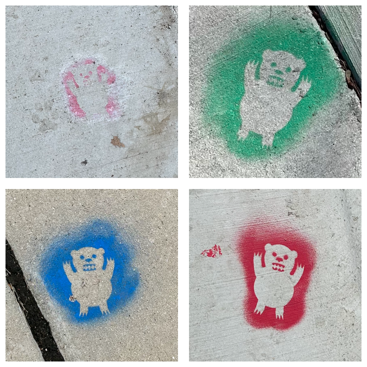 Four sample sidewalk bears