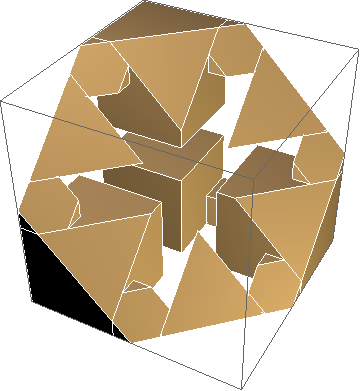 asterisk-shaped hole in diagonal slice of cross Menger cube